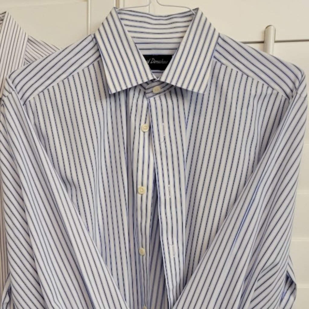 David Donahue Mens Blue And White Striped Shirt David Donahue Mens Blue And White Striped Shirt